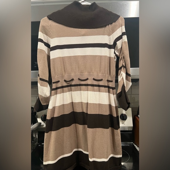 Pink Rose Brown and Cream Striped Sweater Dress - Picture 4 of 4